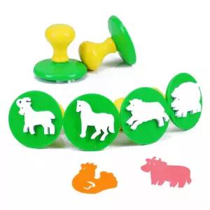 라인스탬프동물농장 6종 세트/어린이집/유아/장난감/어린이/놀이/완구/숫자/도장/미술/준비물/재료