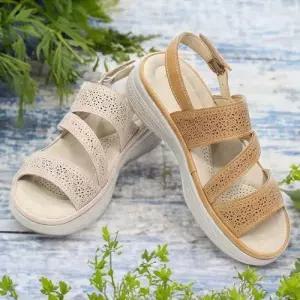 유니크 타공패턴 사선스트랩 데일리 슬링백 여자 샌들 WEE8BE7