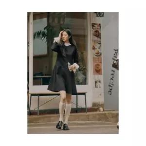 매장정품 빈폴 BEANPOLE LADIES 저지 핏 앤 플레어 원피스 블랙 (BF4971C025) BF4971C025 570096