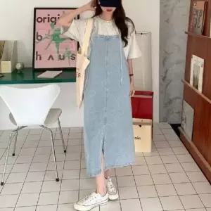 이쁘다요 오버롤 스커트 원피스 멜빵 한 심플 데님 WFLMN6P