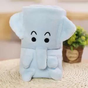 휴대용 극세사 동물담요 푸른코끼리/겨울/캠핑/항공/쇼파/이불/블랭킷/거실/보온/차량/두꺼운/무릎/유아