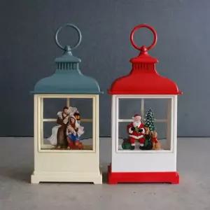 [텐바이텐]LED 크리스마스 빈티지 직사각 랜턴 워터볼 오르골 2컬러 무드등 H23