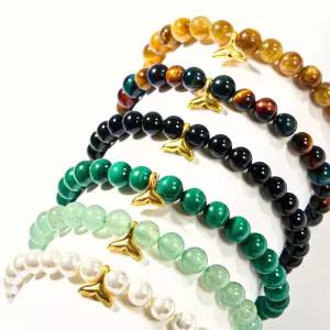 갤러리아 순금 24K 팔찌 천연석 행운 고래꼬리 6mm 6종 택 1