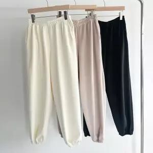 [하프클럽/]여성 와이드핏 조거 골덴 기모 밴딩 바지