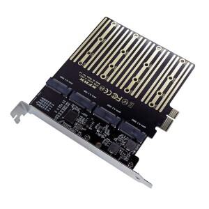 PCIE-M2 어댑터 PCI Express X1 3.0 4포트 B 키 M.2 NGFF SATA SSD 확장 카드 라이저