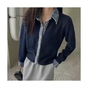 여성 러블리 셔츠 무지데님 데님 칼라투피스 스웨터 가을 겨울 니트 카디건 다올4