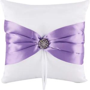 그와 7.8인치 새틴 인조 다이아몬드 장식 웨딩 링 베어러 베개(보라색)