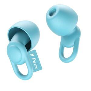 [미국배송] 소음 감소를 위한 실리콘 이어 플러그 - 수면 민감도 및 비행을 재사용 가능한 부드러운 편안한 16개의 팁(XS/S/M/L 여행 상자 2개 포함) 33DB 제거(라이트 블루)