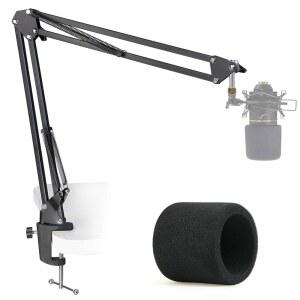 [미국배송] 팝 필터가 장착된 MXL 770 990 마이크 스탠드 - 폼 윈드스크린이 서스펜션 붐 가위 팔 YOUSHARES의 770용