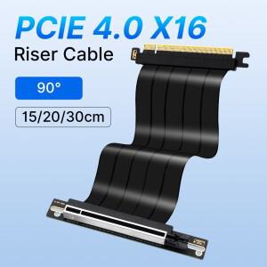 PCIE 4.0 X16 라이저 케이블 90도 ° 그래픽 카드 수직 장착 연장 코드 남성-여성 데스크탑 PC용 플렉시블