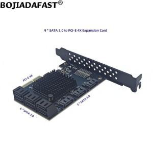 9개의 SATA 3.0 7핀 커넥터를 PCI Express 4X X4 컨트롤러 확장 어댑터 카드 6Gbps 하드 디스크 드라이브에