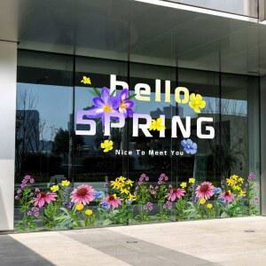 유리창 봄꽃 스티커 시트지 로맨틱 상단 우측 03/중형 좌측 정전기 까페 플라워