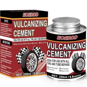 [미국배송] 화학 가황 시멘트 250ML /8.8 FL.OZ 고속 건식 고무 시멘트 다용도 타이어 수리 접착제 잔디 깎는 기계 오토바이 자전거 자동차용 브러시 탑 캔이 포함된 투명 패치 플러그 키트