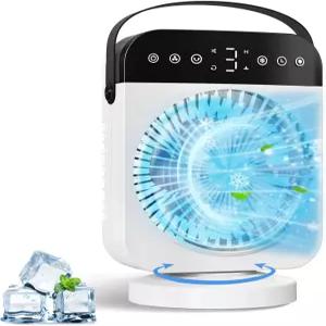 휴대용 에어컨 5단 속도 70° 진동 증발식 냉각기 1개/2개/4개/8H 타이머 자동차 캠핑 침실 사무실용 LED