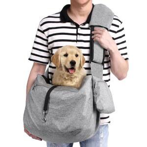 15 25파운드의 초대형 반려견/고양이 슬링 리버서블 및 핸즈프리 반려견 가방, 조절 가능한 스트랩과 포켓 숄더 패드로 야외 여행 하이킹에 적합한 Ownpets 반려동물