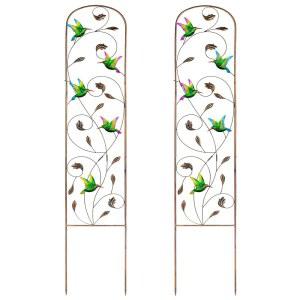 써니파크 등산용 벌새 금속 정원 트렐리스 2종 세트, 야외 파티오 60인치 H x 11인치 W를 위한 장식용 채소 꽃 덩굴
