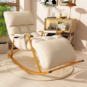 1인용흔들의자 1인용안락의자 리클라이너쇼파 할아버지생신선물 패브릭 의자 1 두꺼운 검은 미백