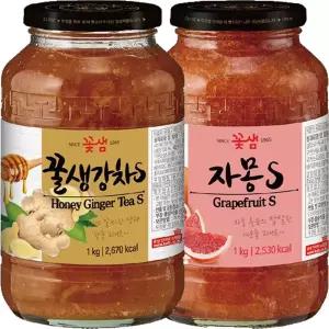 꽃샘 생강청 꿀생강차S 자몽청 1kg+자몽차S 1kg