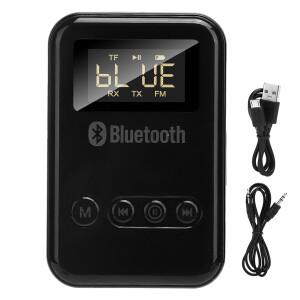 휴대용 2in1 Bluetooth 5.0 송신기 수신기 무선 오디오 어댑터 FM 디지털 디스플레이 자동차 가정용 듀얼