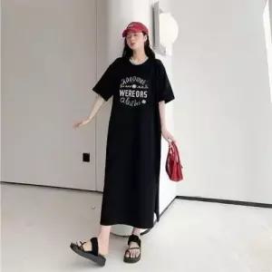 이쁘다요 빅사이즈 편한 반팔 외출 밑단트임 원피스 복 WFLMPPL