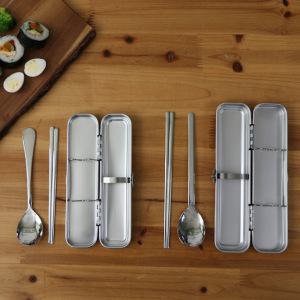 무소음 스텐 수저케이스 도시락 통 휴대용 수저세트
