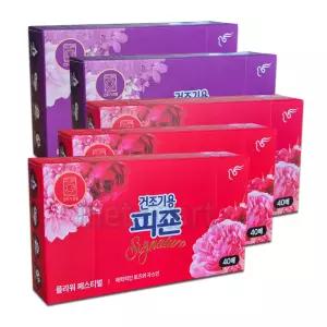 [피죤]건조기용 섬유유연제 40매 플라워페스티발x3개+미스틱레인x2개