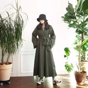 [하프클럽/앞머리]오버핏 롱 포켓 벨트 트렌치코트n302