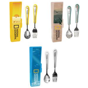 내셔널지오그래픽 키즈 컬리 항균 스푼포크 마그넷케이스세트 유아 수저세트 유치원 어린이집 숟가락