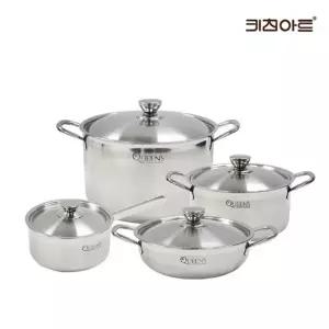 키친아트 퀸즈 인덕션냄비 통3중 304스텐 냄비세트 4종 편18+양20+전24+곰28