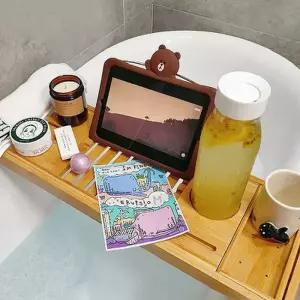 [텐바이텐]대나무 길이조절 방수 욕조 트레이 테블릿 핸드폰 거치대