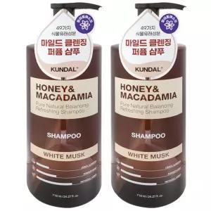 쿤달 허니 앤 마카다미아 네이처 샴푸 대용량 화이트머스크 718ml 2개