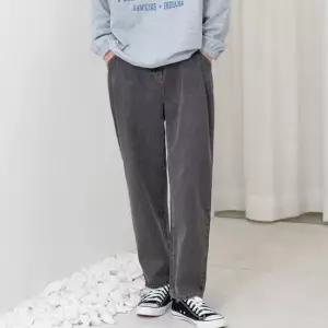 남자핀턱배기청바지 그레이 1P 오버핏 스판 데님팬츠