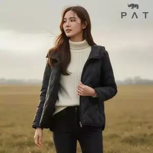 [PAT 여성] 니트팁 후드 퀄팅 구스다운 점퍼_9J82002