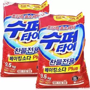 엘지생활건강 수퍼타이 분말형 가루세제 9.5kg 2개