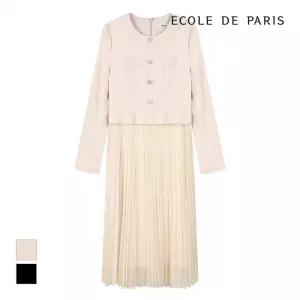 [에꼴드파리/드라로얄] 밑단 플리츠배색 원피스_RB33WOCE32A