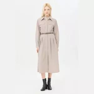 [시슬리]몰턴 벨트 셔츠 레이어드 원피스_SAOP09441