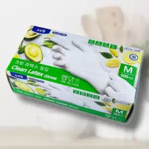 크린 라텍스 일회용 비닐 장갑 주방 조리 업소용 가정용 위생장갑 대용량 M 100매