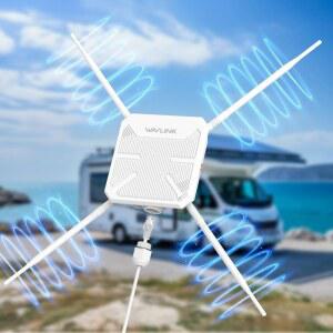WAVLINK AC1200 야외 WiFi Extender 무선 액세스 포인트 2025 장거리 듀얼 밴드 WiFi Extender 4x7dBi 옴니 안테나 PoE 기가비트 포트 코트야드 피쉬 파인더를 위한 AP/리피터/메쉬 모드 지원