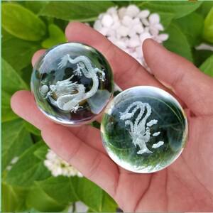 용과 봉황 3D 조각 크리스탈 행운 치유 공 손 운동 그립 볼 홈 데코 풍수 장식품 수집 아이템