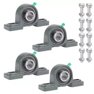 볼트 및 너트 설치를 위한 8세트가 포함된 4팩 UCP204-12 장착 베개 블록 볼 베어링 강철 3 /4 보어