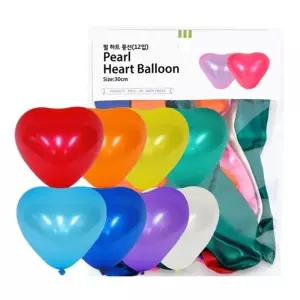 30cm 펄 하트 풍선 12개입 생일 파티 클럽 공간 장식 세트