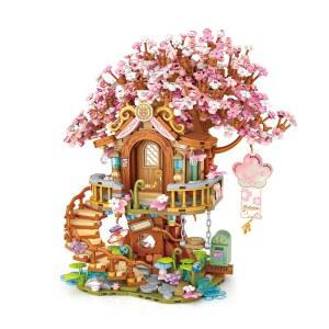 LOZ-1381 벚꽃 나무 집 인형 DIY 집 3D 크리 에이 티브 모델 조립 소녀와 어린이 빌딩 블록 장난감 선물
