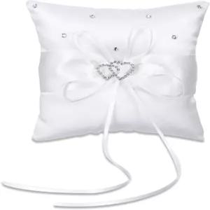 사이크추리 링 베어러 베개 라인스톤이 있는 쿠션용 웨딩 결혼식 파티 제안용 하트 홀더 5.5인치