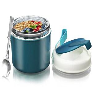 15.8OZ 키즈 푸드 수프 용기 도시락 - 성인용 스테인리스 스틸 보온 식품 병, 스푼 푸드 하이드로플라스크(녹색)로 뜨거운 차가운 폭의 입안을 위한 제품입니다