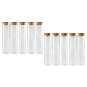 10개 유리병 투명 튜브 뚜껑 C형 보관 용기 용  재사용 가능한 나무 코르크 밀봉 차