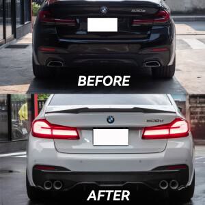 쿼드 배기 팁 새틴리스 스틸 머플러 H 모양 테일 파이프 BMW G30 G31 525i 530i 2018 + M5 룩