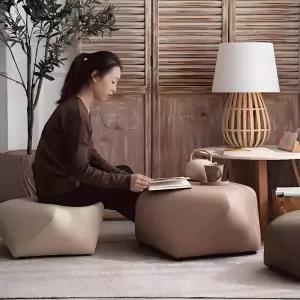 낮은 1인용 의자 간이 베이지 팔각형 캣 소파 침실 스툴 가죽 거실 스크래치