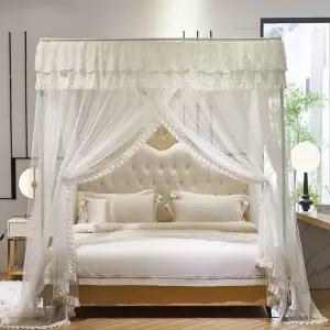 캐노피 모기장 가림막 레이스 커튼 텐트 연핑크