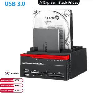 USB 3.0 HDD 도킹 스테이션 2.5 인치 SATA IDE 어댑터 하드 드라이브 디스크, SSD 솔리드 (카드 리더 포함)