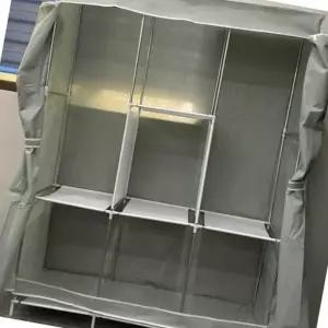 조립식 비키깔끔한니옷장 3단 그레이 커버형 수납장 빈티지